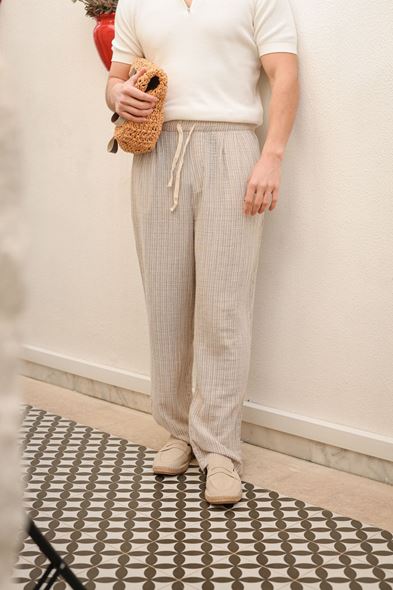 Krabi Kahve Çizgili Pantolon