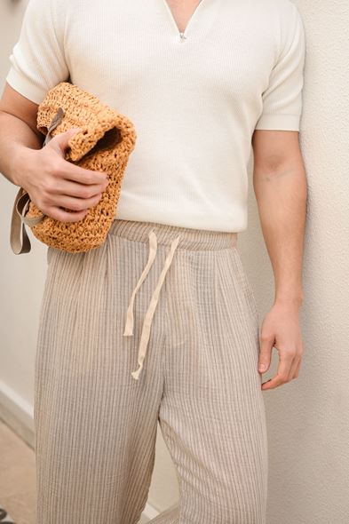 Krabi Kahve Çizgili Pantolon