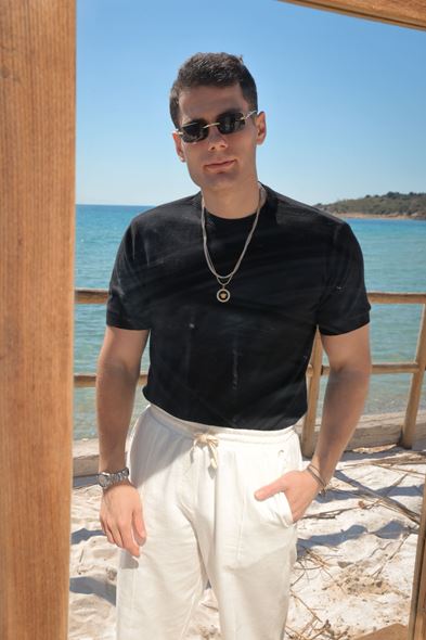 Briss Siyah Bisiklet Yaka Triko Tshirt