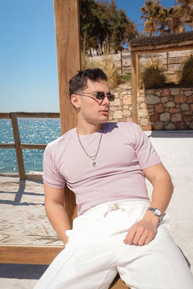 Briss Lila Bisiklet Yaka Triko Tshirt