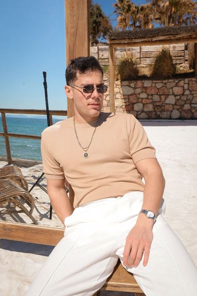 Briss Bej Bisiklet Yaka Triko Tshirt