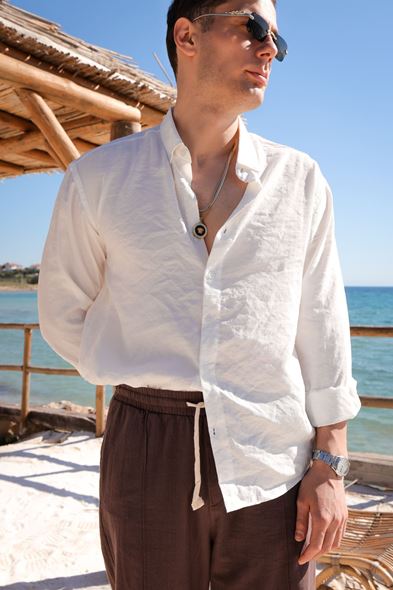 Vego Beyaz Oversize Gömlek