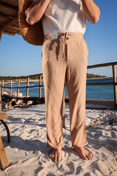 Santurino Duble Paça Taba Keten Pantolon