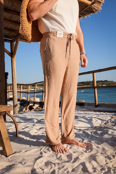 Santurino Duble Paça Taba Keten Pantolon