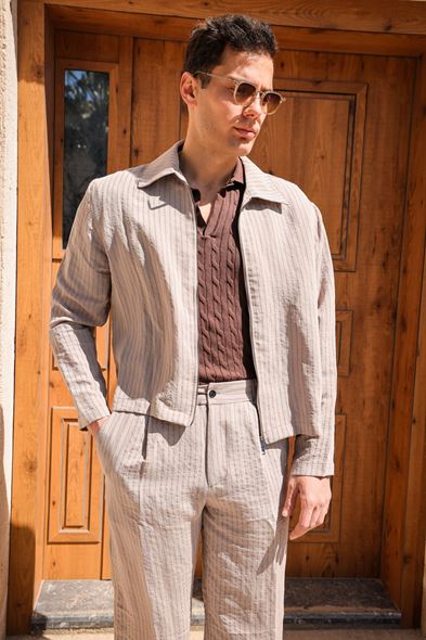 Lumen Bej Fermuarlı Ceket