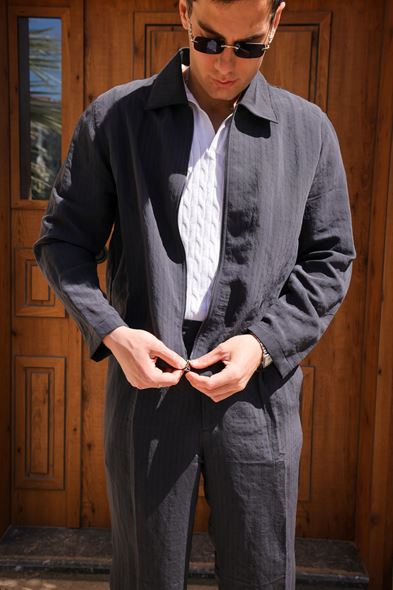 Lumen Lacivert Fermuarlı Ceket