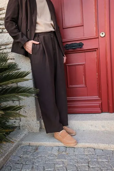 Lucia Kahve Regular Fit Erkek Ceket ve Baggy Erkek Pantolon Takımı