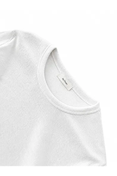 Tavia Beyaz Bisiklet Yaka %100 Pamuk Erkek Tshirt