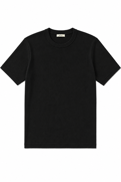Tavia Siyah Bisiklet Yaka %100 Pamuk Tshirt