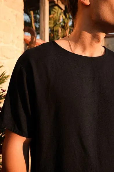 Rio Siyah Oversize Keten Erkek Tshirt