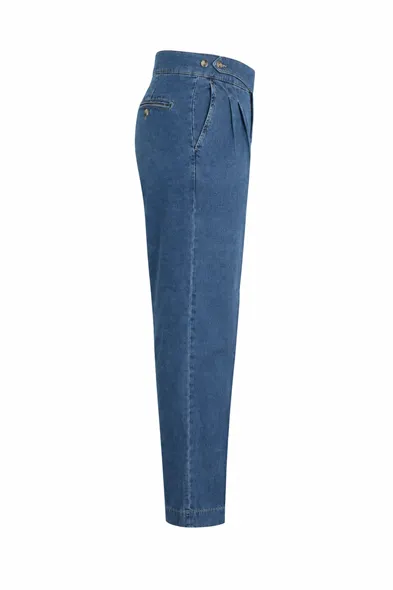 Lecce Lüks İtalyan %100 Pamuk Mavi Denim Erkek Kot Pantolon