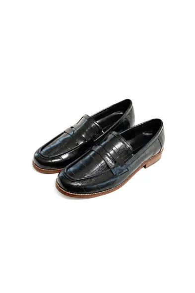 Nord Siyah Cilt Elit Croco Desen Rugan Loafer Erkek Ayakkabı