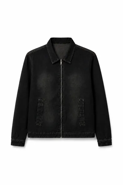 Hardy Siyah Lüks Street Crop %100 Pamuk Denim Erkek Kot Ceket