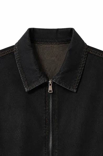 Hardy Siyah Lüks Street Crop %100 Pamuk Denim Erkek Kot Ceket