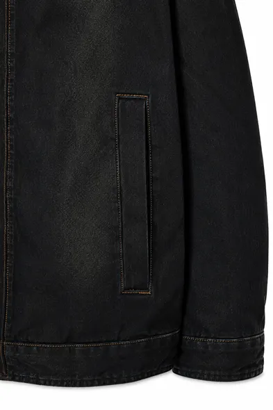 Hardy Siyah Lüks Street Crop %100 Pamuk Denim Erkek Kot Ceket