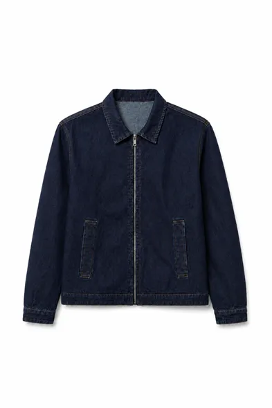 Hardy Navy Lüks Street Crop %100 Pamuk Denim Erkek Kot Ceket