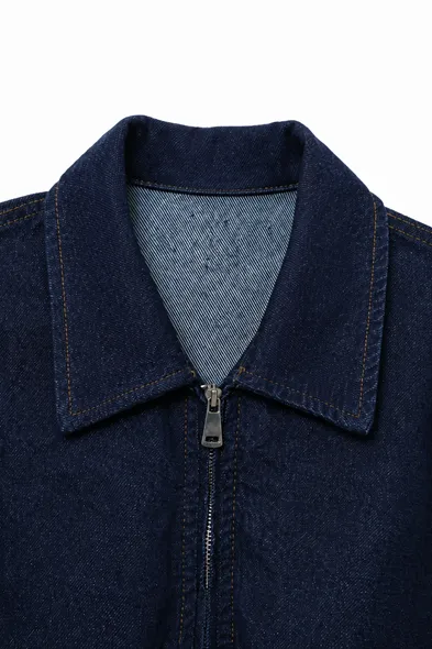 Hardy Navy Lüks Street Crop %100 Pamuk Denim Erkek Kot Ceket
