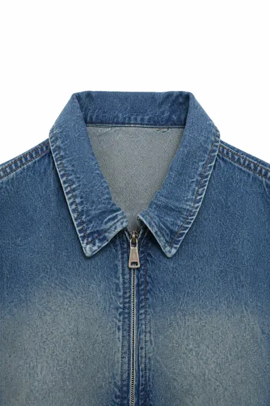 Hardy Buz Mavisi Lüks Street Crop %100 Pamuk Denim Erkek Kot Ceket