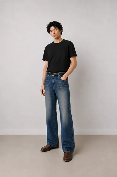 Duster Kombin - Mavi - Lüks Street Crop - %100 Pamuk Denim - Erkek Kot Ceket - Bootcut Lüks Street - %100 Pamuk Denim - Erkek Kot Pantolon