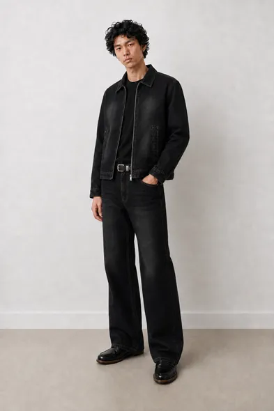 Duster Kombin - Siyah - Lüks Street Crop - %100 Pamuk Denim - Erkek Kot Ceket - Bootcut Lüks Street - %100 Pamuk Denim - Erkek Kot Pantolon