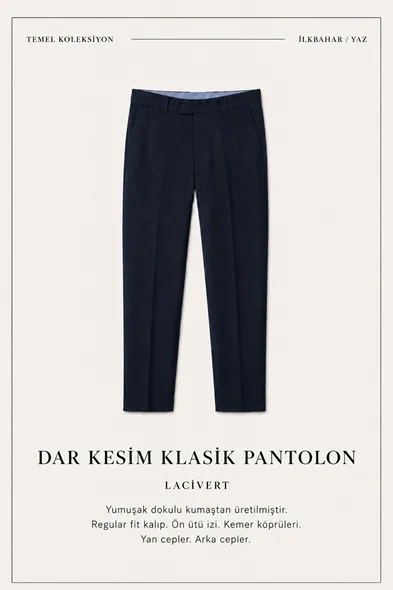Leon - Lacivert - İtalyan Kesim Viskon - Klasik Erkek Pantolon