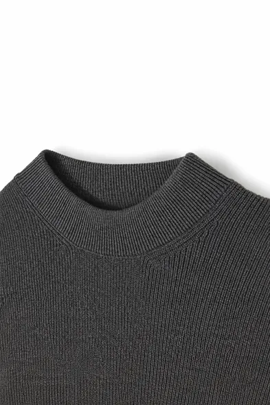 Woven - Antrasit - Pamuklu Yarım Boğazlı - Erkek Kazak