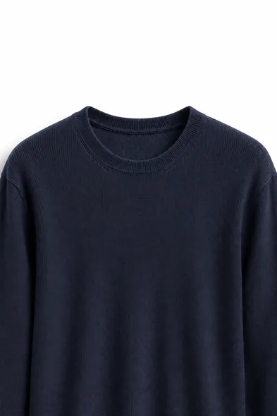 Quill - Navy - Pamuklu Bisiklet Yaka - Erkek Kazak