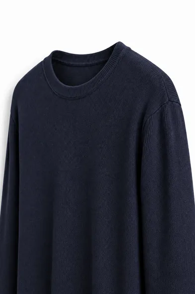 Quill - Navy - Pamuklu Bisiklet Yaka - Erkek Kazak