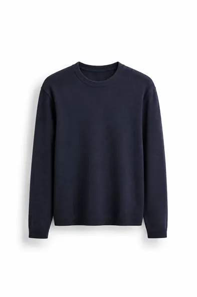 Quill - Navy - Pamuklu Bisiklet Yaka - Erkek Kazak