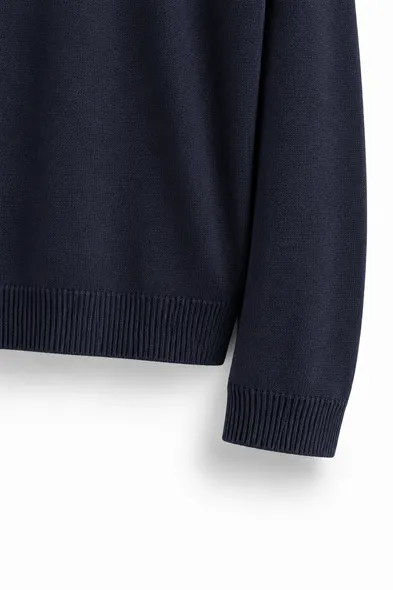 Quill - Navy - Pamuklu Bisiklet Yaka - Erkek Kazak