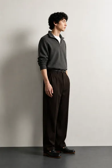 Rugged - Kahve - Japon BAGGY  - Poliviskon Klasik - Erkek Pantolon