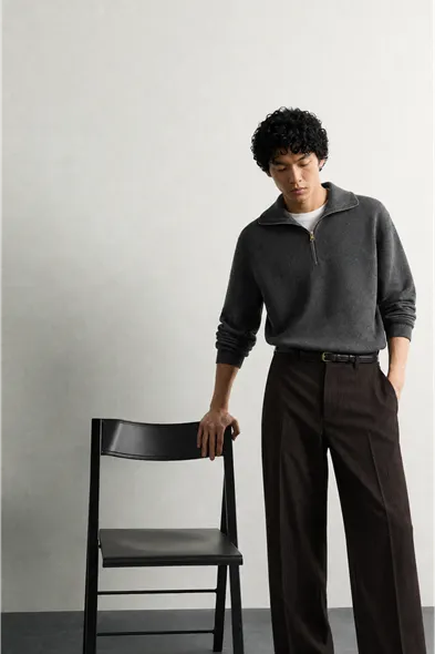 Rugged - Kahve - Japon BAGGY  - Poliviskon Klasik - Erkek Pantolon
