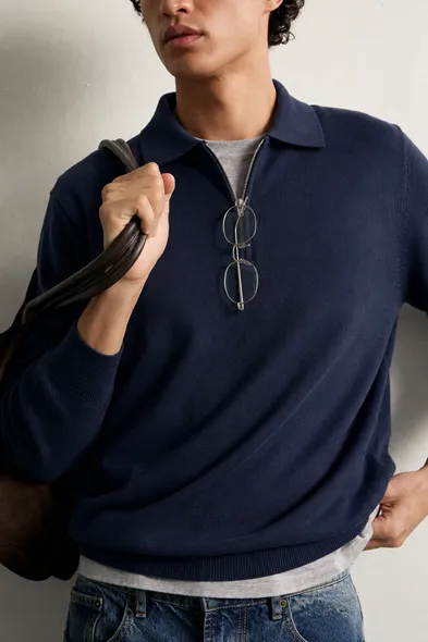Kelso - Navy - Pamuklu Feruarlı Polo Yaka - Erkek Kazak