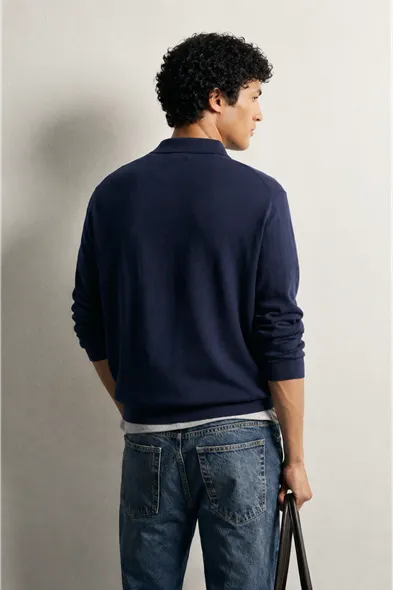 Kelso - Navy - Pamuklu Feruarlı Polo Yaka - Erkek Kazak