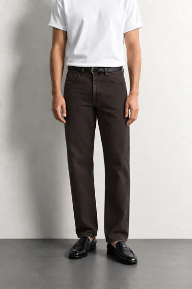 Brick - Koyu Kahve - Tapered Delüks Street - %100 Pamuk Denim - Erkek Kot Pantolon