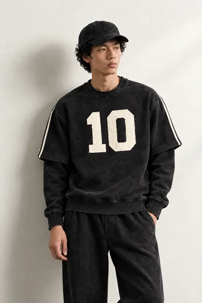 Arlo - Siyah - Bisiklet Yaka %100 Pamuk - Erkek Sweatshirt