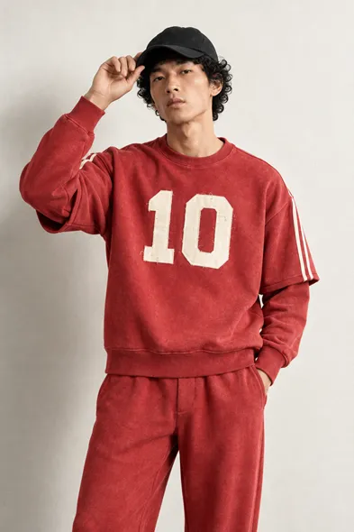Arlo - Kırmızı - Bisiklet Yaka %100 Pamuk - Erkek Sweatshirt