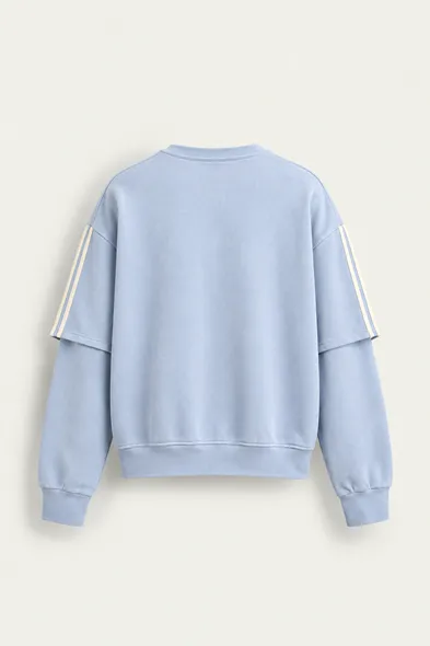 Arlo - Bebe Mavi - Bisiklet Yaka %100 Pamuk - Erkek Sweatshirt