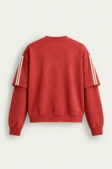 Arlo - Kırmızı - Bisiklet Yaka %100 Pamuk - Erkek Sweatshirt
