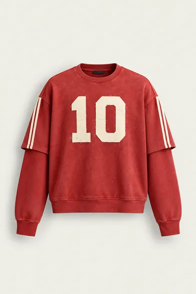 Arlo - Kırmızı - Bisiklet Yaka %100 Pamuk - Erkek Sweatshirt