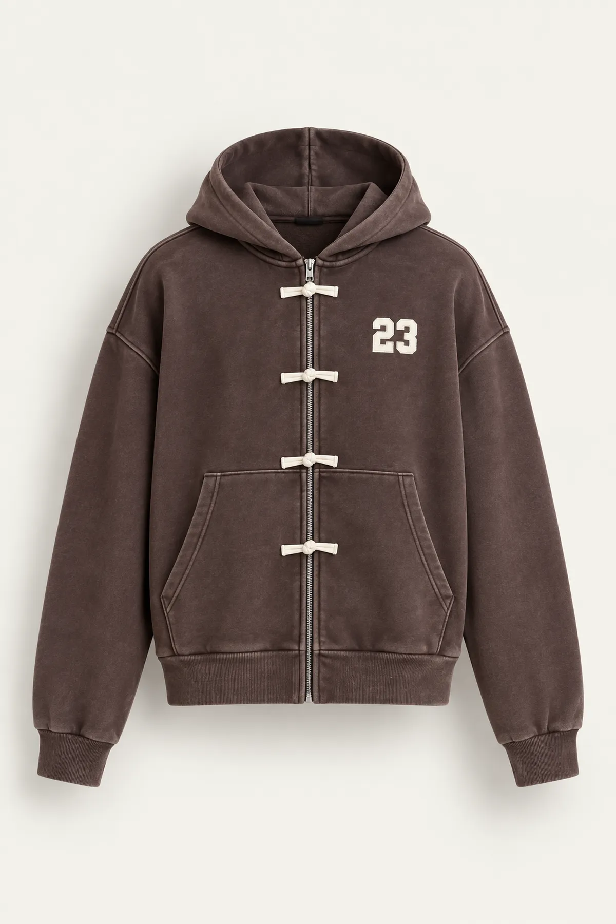 Weldon - Kahverengi - Kapüşonlu Fermuarlı %100 Pamuk - Erkek Sweatshirt