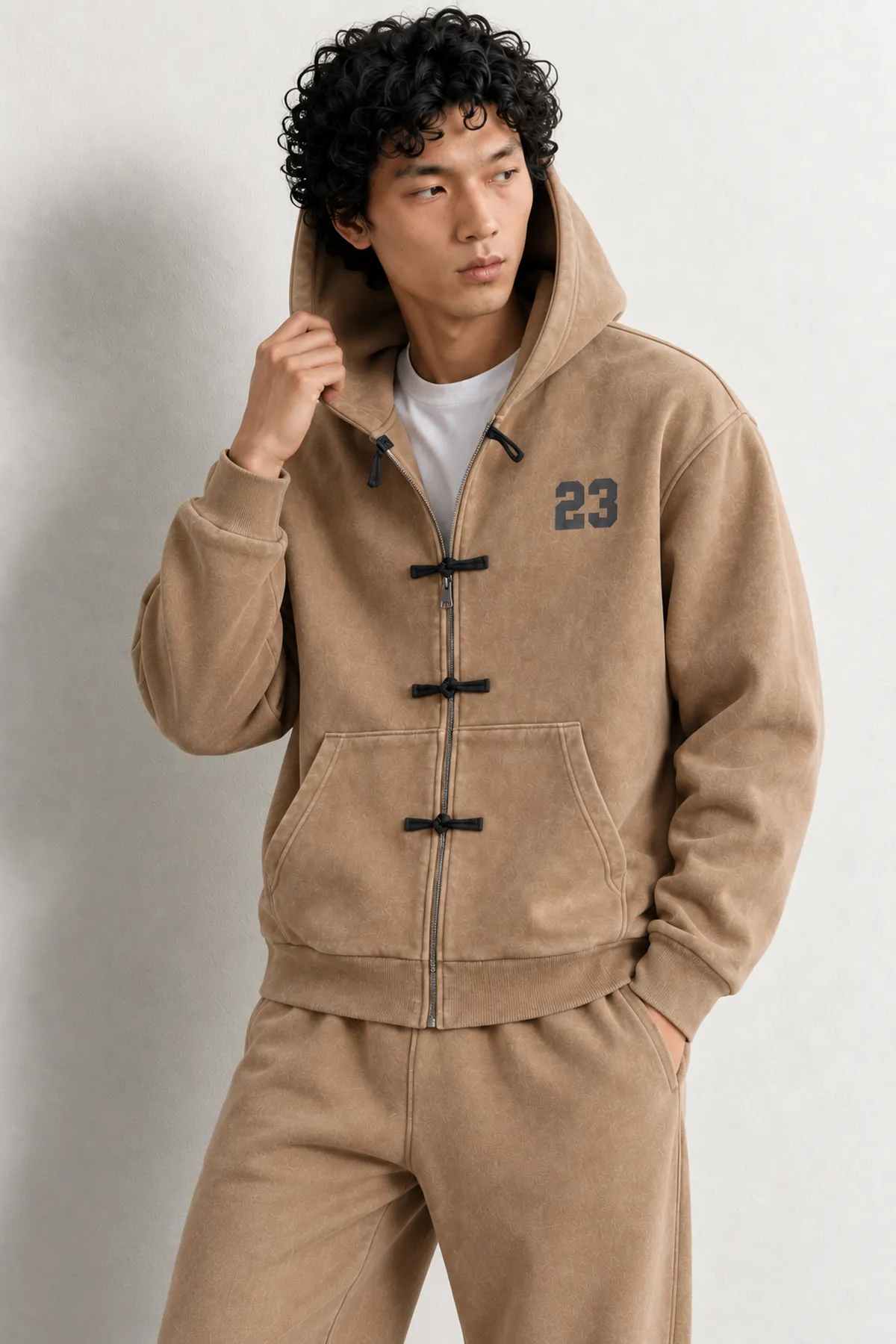 Weldon - Bej - Kapüşonlu Fermuarlı %100 Pamuk - Erkek Sweatshirt