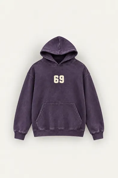 Six Nine - Mor - Kapüşonlu Çift Fermuarlı - Pamuklu Erkek Sweatshirt