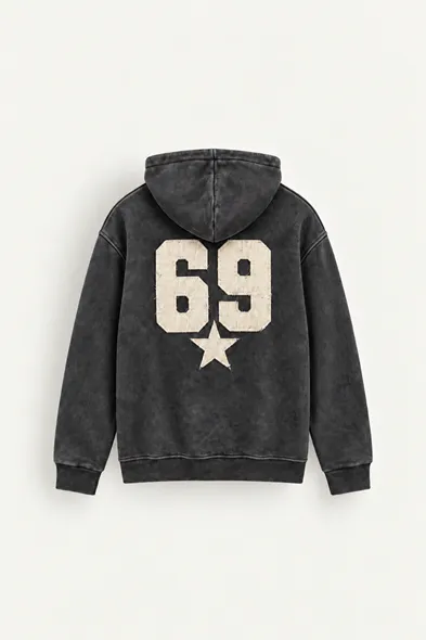 Six Nine - Siyah - Kapüşonlu Çift Fermuarlı - Pamuklu Erkek Sweatshirt