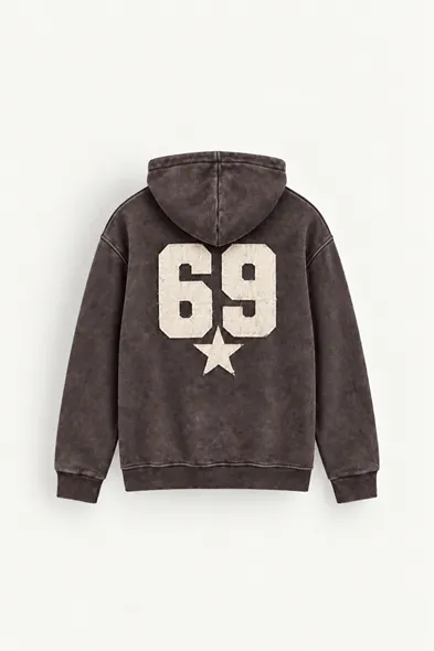 Six Nine - Kahverengi - Kapüşonlu Çift Fermuarlı - Pamuklu Erkek Sweatshirt
