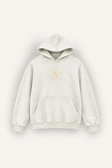 Six Nine - Beyaz - Kapüşonlu Çift Fermuarlı - Pamuklu Erkek Sweatshirt