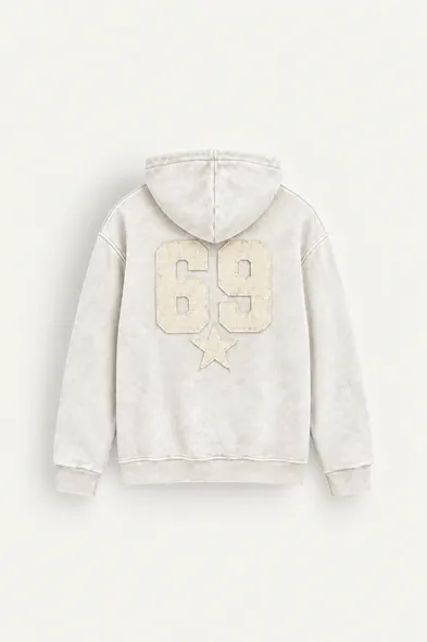 Six Nine - Beyaz - Kapüşonlu Çift Fermuarlı - Pamuklu Erkek Sweatshirt