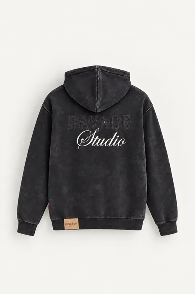 Ravage - Siyah - Kapüşonlu Çift Fermuarlı - Pamuklu Erkek Sweatshirt
