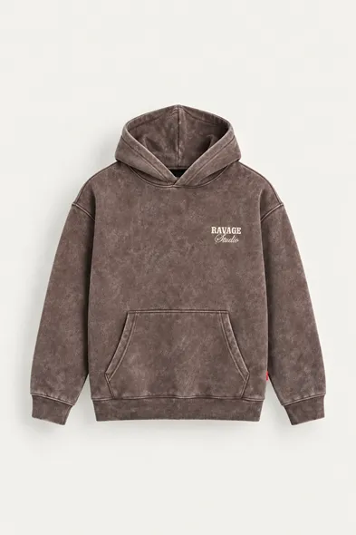 Ravage - Kahverengi - Kapüşonlu Çift Fermuarlı - Pamuklu Erkek Sweatshirt