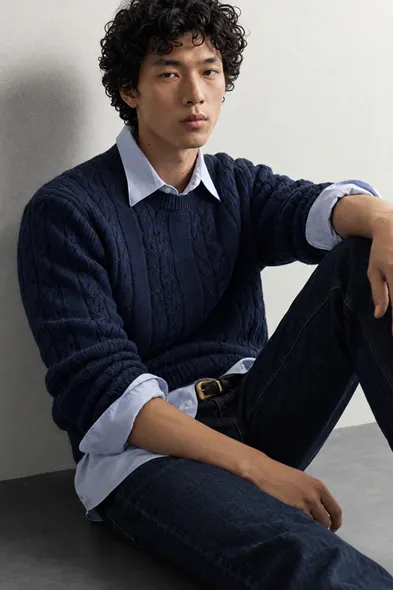Otis - Lacivert - Regular Fit Bisiklet Yaka - Erkek Kazak